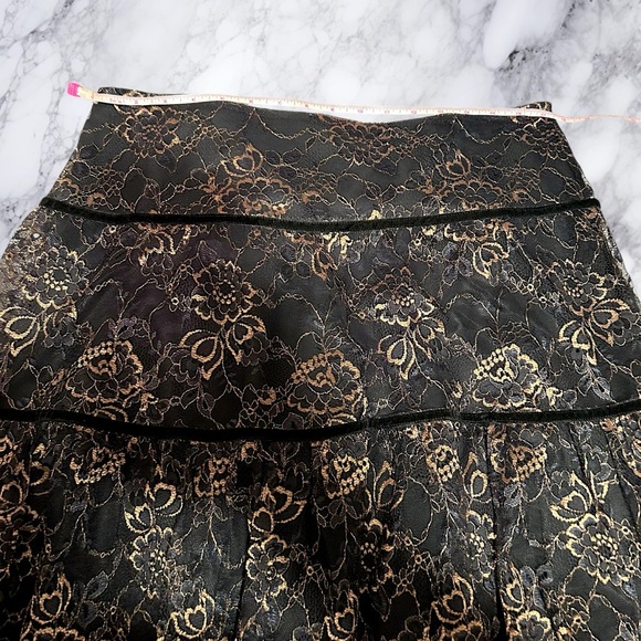 LAUREN RALPH LAUREN Skirt Womens 14 Black Gold Lace Tier MIDI Cocktail - Picture 10 of 14